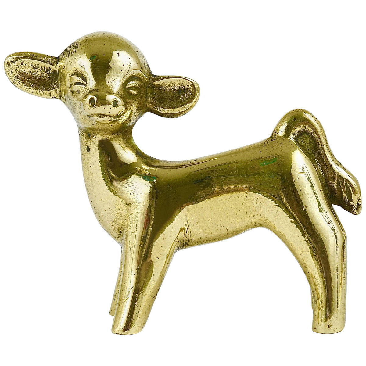 Walter Bosse Midcentury Baby Cow Brass Figurine, Herta Baller, Austria, 1950s