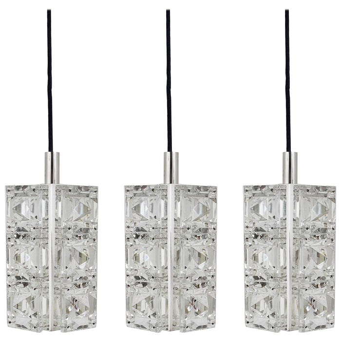 Bakalowits Vienna, Up to Three Faceted Crystal Pendant Lamps, Austria, 1960s