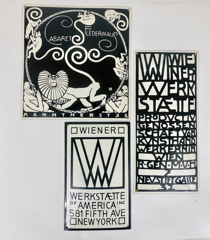 Rare Domed Wiener Werkstaette Vienna Art Nouveau Enameled Advertising Sign