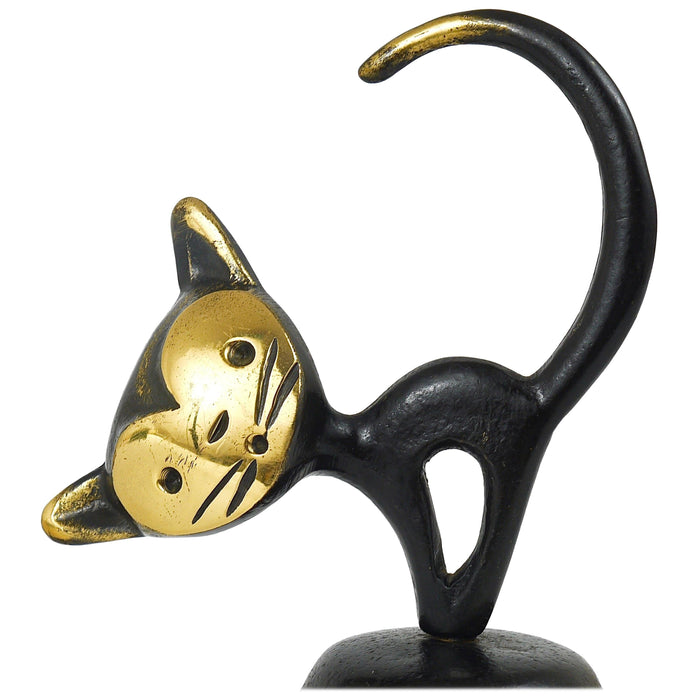 Walter Bosse Brass Dinner Bell Displaying a Cat by Herta Baller, Austria, 1950