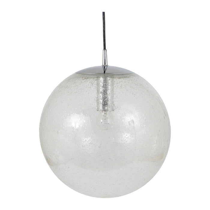 Large Peil & Putzler Bubble Glass and Chrome Globe Pendant Lamp, Germany, 1970s