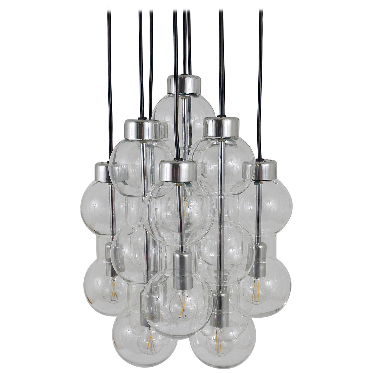 Imponente lampadario a cascata Doria a forma di clessidra, Space Age, Germania, anni 1960