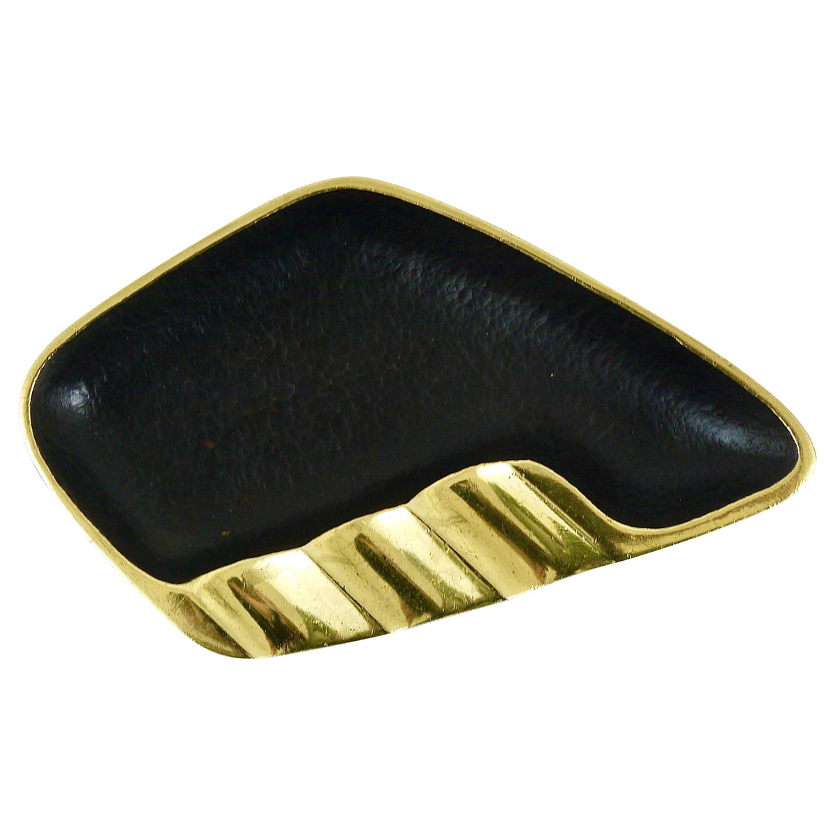 Walter Bosse Asymmetrical Modernist Black Brass Ashtray by Herta Baller, 1950s