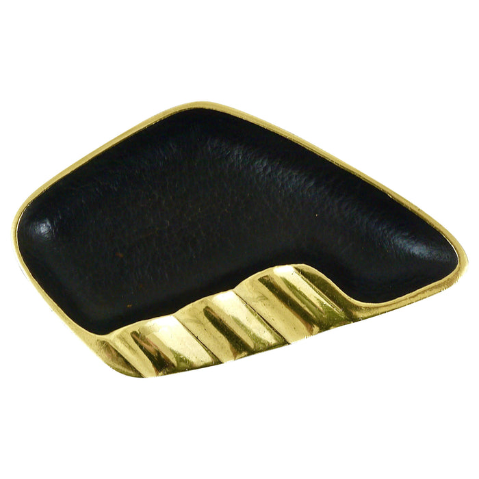Walter Bosse Asymmetrical Modernist Black Brass Ashtray by Herta Baller, 1950s