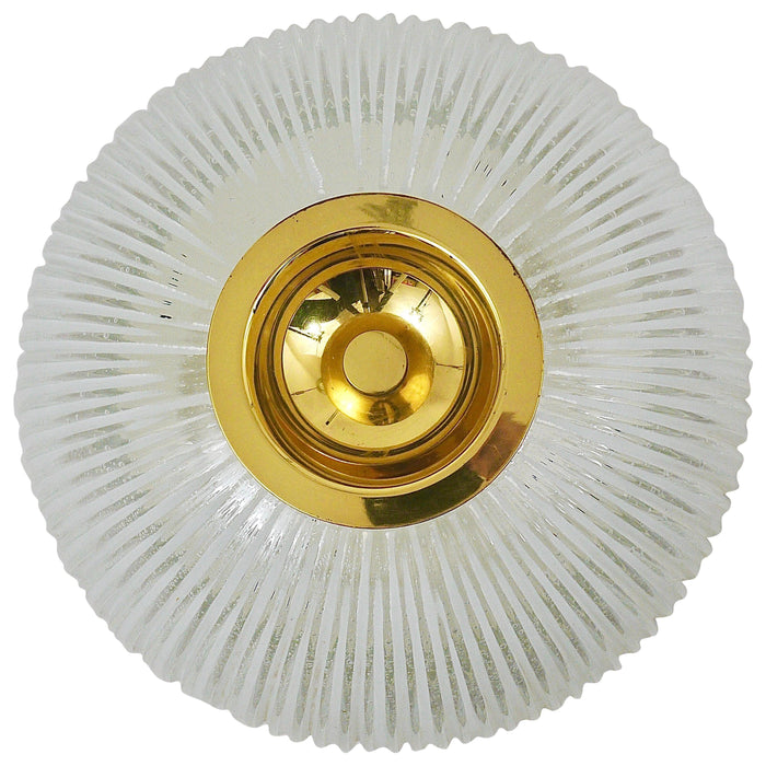 Large Limburg Striped Glass & Brass Flushmount Ceiling Light, Germany, 1970s