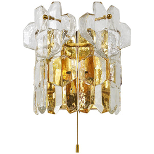 Grande applique Palazzo J. T. Kalmar Mid-Century en laiton doré, 6 verres de cristal Icicle