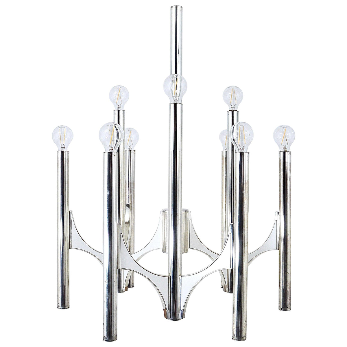 Gaetano Sciolari Sirius Silver Plated Mid-Century Chandelier, Lightolier, Italy
