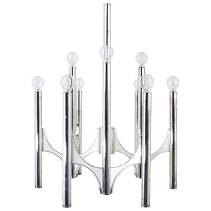 Gaetano Sciolari Sirius Silver Plated Mid-Century Chandelier, Lightolier, Italy