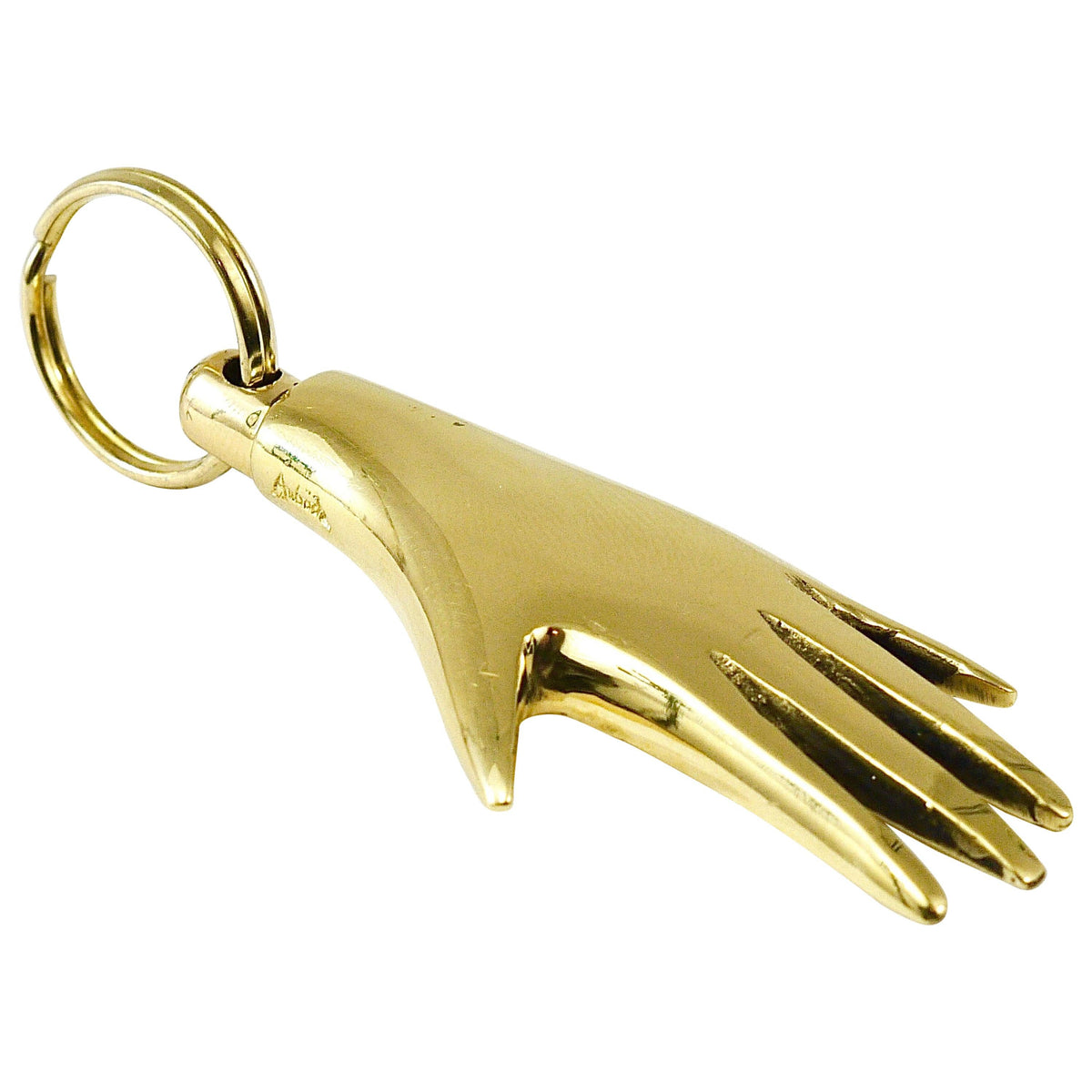 Carl Auböck handgefertigter Mid-Century Schlüsselanhänger „Hand“ aus Messing