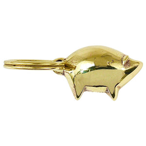 Porte-clés cochon porte-bonheur en laiton Carl Auböck, Mid-Century