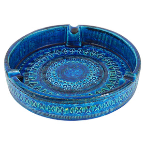 Aldo Londi Bitossi Very Large Round Rimini Blue Glazed Midcentury Ashtray, 1950s