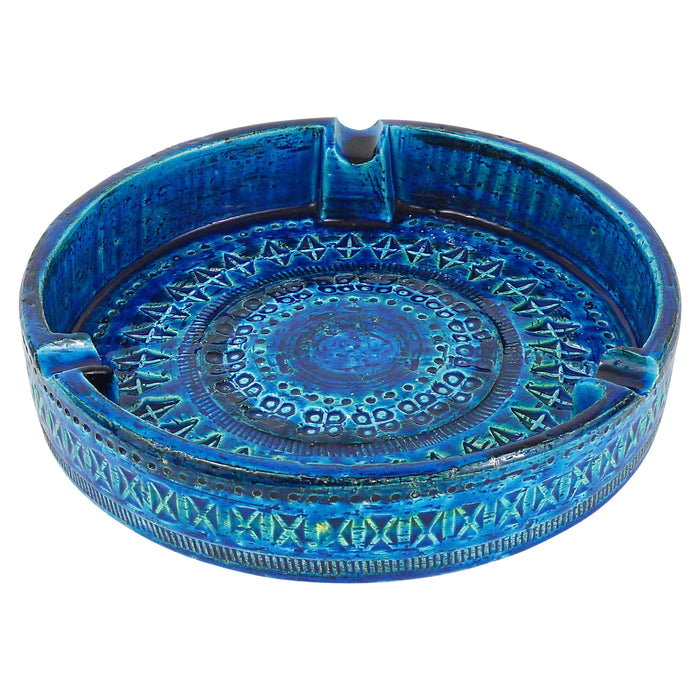 Aldo Londi Bitossi Very Large Round Rimini Blue Glazed Midcentury Ashtray, 1950s