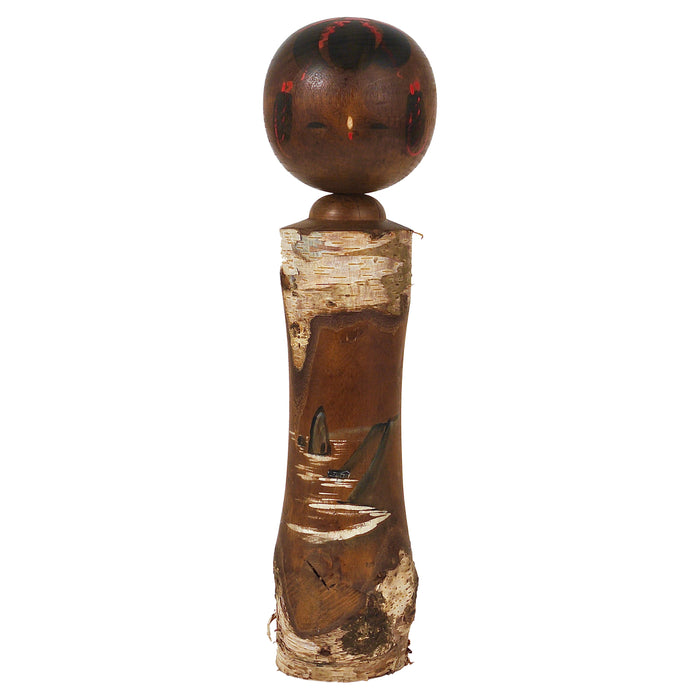 Decorative Kokeshi Doll Sculpture from Northern Japan, Hand-Painted