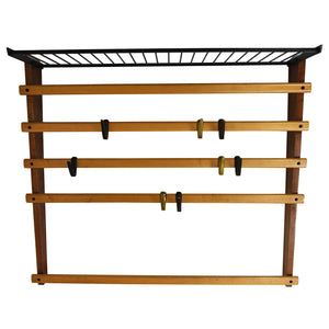 Rare Carl Auböck Coat Rack With Hat Rack, Wardrobe, Brass, Walnut & Beech, 1950s
