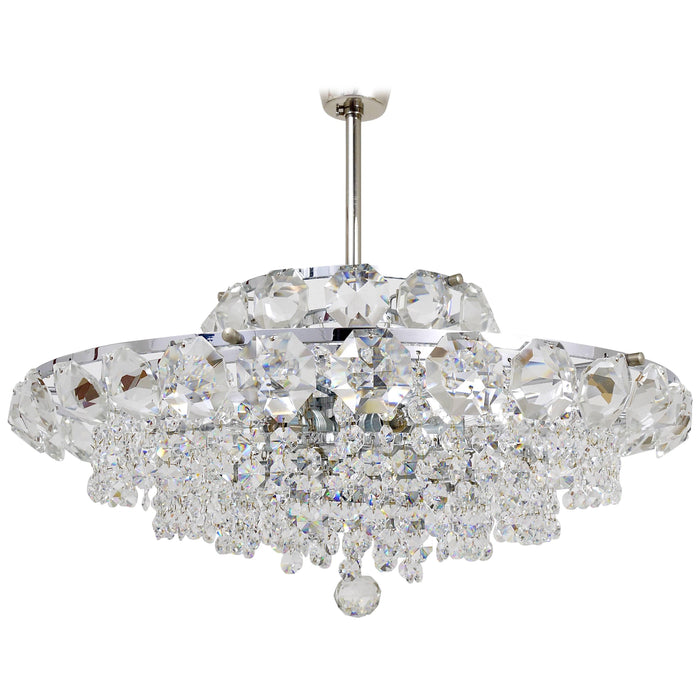 Bakalowits Vienna Diamond Crystal Faceted Glass Chandelier, Austria, 1950s