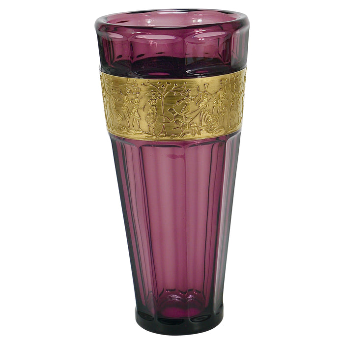 Ludwig Moser Art Deco Amethyst Crystal Glass Vase, Fipop Series, Karlsbad, 1920s