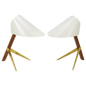Deux lampes de table Mid-Century J.T. Kalmar Vienna « Billy TL » blanches, Autriche