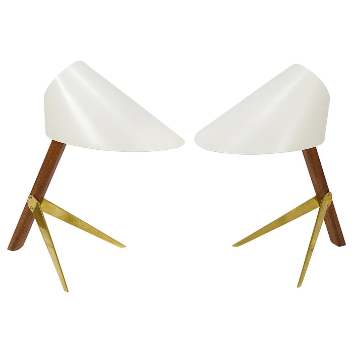 Two J.T. Kalmar Vienna „Billy TL“ White Mid-Century Table Desk Lamps, Austria