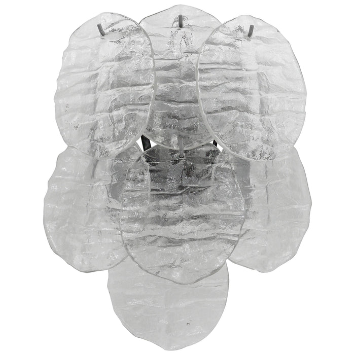 J.T. Kalmar Blatt Modernist Ice Glass Disc Sconce Wall Light, Austria, 1960s