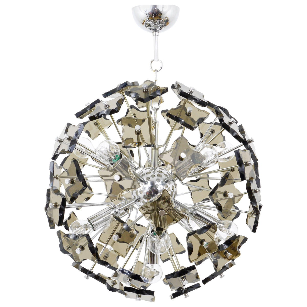 Lampadario Sputnik Fontana Arte in vetro tagliato a soffione, Mid-Century, Italia, anni 1960