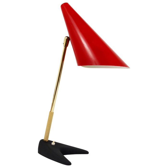 J.T. Kalmar Red Brass Midcentury Table Lamp, Model Style, Vienna, Austria, 1950s