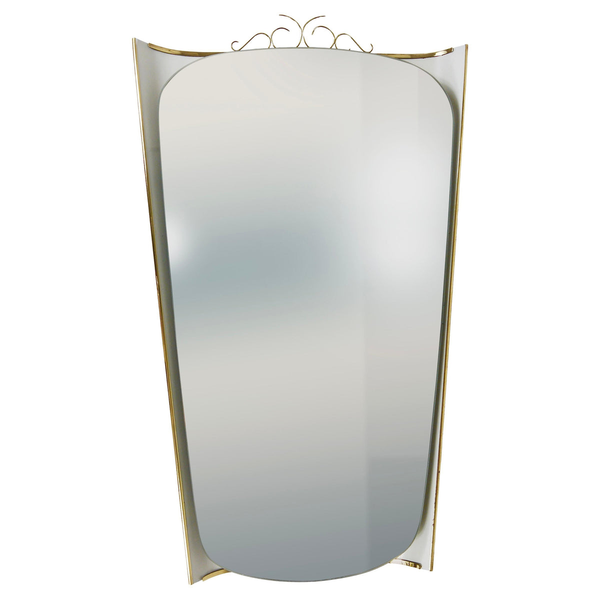 Miroir mural lumineux Mid-Century avec couronne en laiton, par Ernest Igl pour Hillebrand