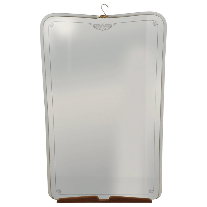 Grand Paolo Buffa Cherry & Brass Wall Mirror, Mid-Century Italy, ca. 1940s