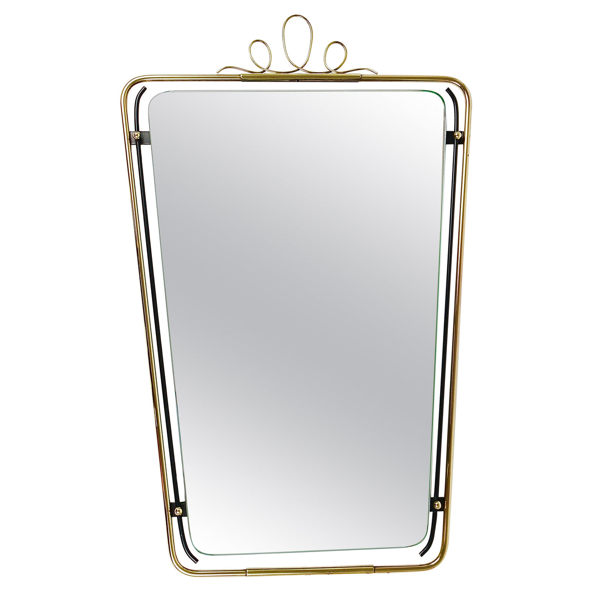 Midcentury Modern Brass Loops Wire Wall mirror, Italy, 1950s