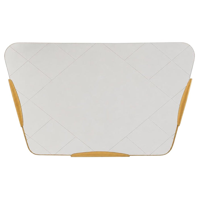 Large Trapezoidal Golden Wall Mirror With Engraved Diamond Pattern, Austria, 195