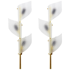 Dos pares de grandes apliques florales Auguri de latón de J.T. Kalmar, Austria, años 50