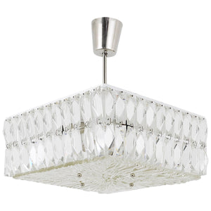 Bakalowits Vienna Midcentury Faceted Crystals Chandelier, Austria, 1960s