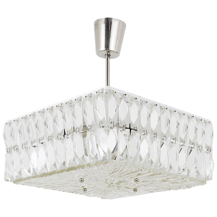 Bakalowits Vienna Midcentury Faceted Crystals Chandelier, Austria, 1960s