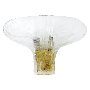 Aplique J.T. Kalmar grande de latón y vidrio hielo con forma de pétalo, Mid-Century, Austria, años 70
