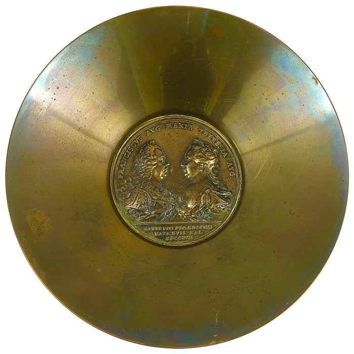 Carl Auböck II Brass Tray, Bowl, Vide-Poche, Maria Theresia Coin, Austria, 1950s
