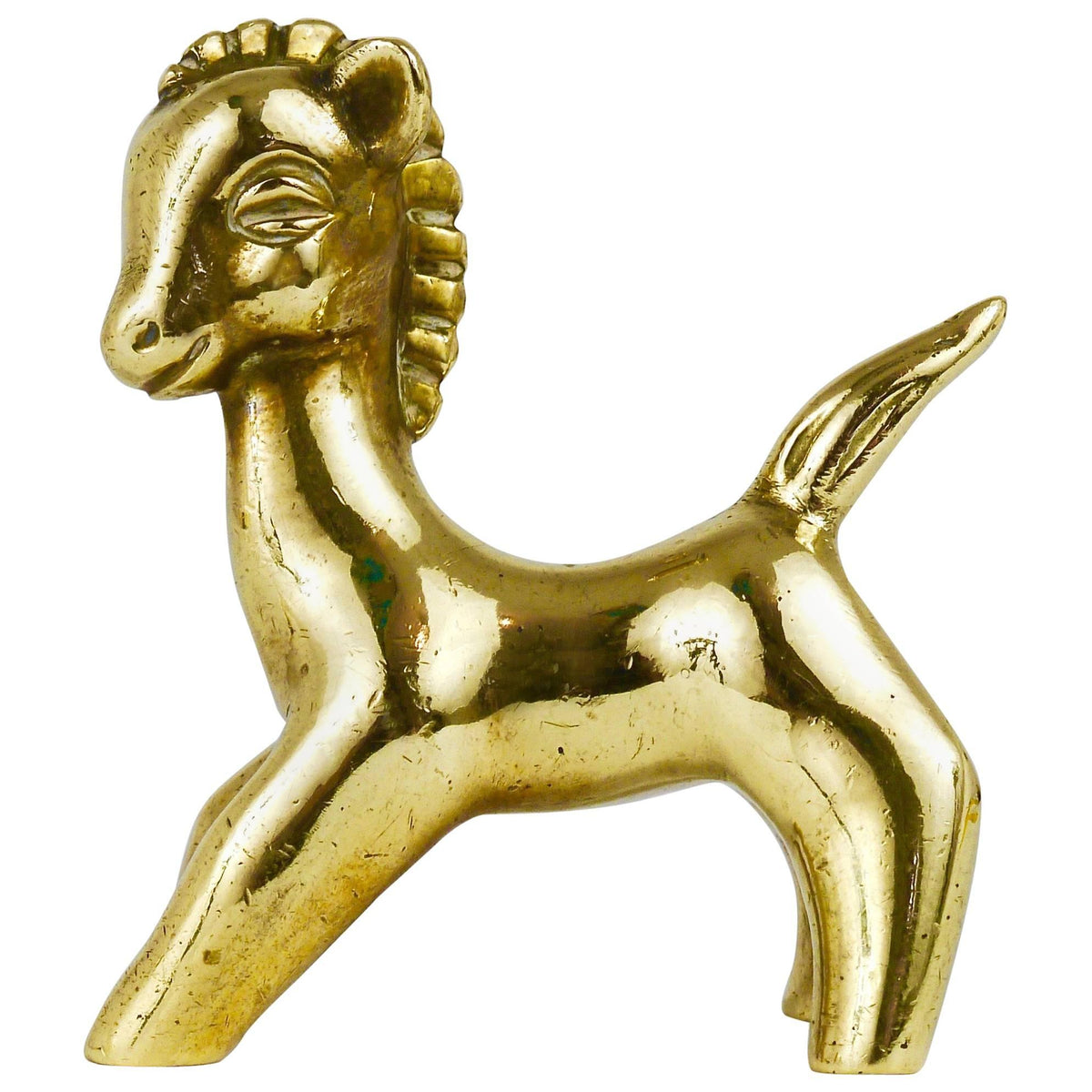 Statuetta di cavallo in ottone Mid-Century di Walter Bosse, Hertha Baller, Austria, anni 1950