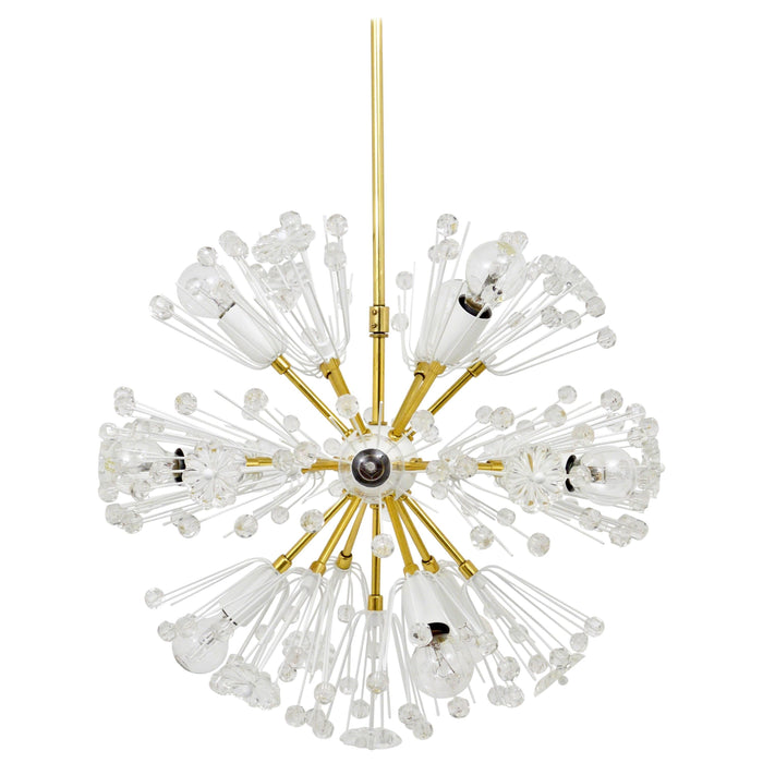 Emil Stejnar Blowball Sputnik Brass Chandelier by Rupert Nikoll, Austria, 1950s