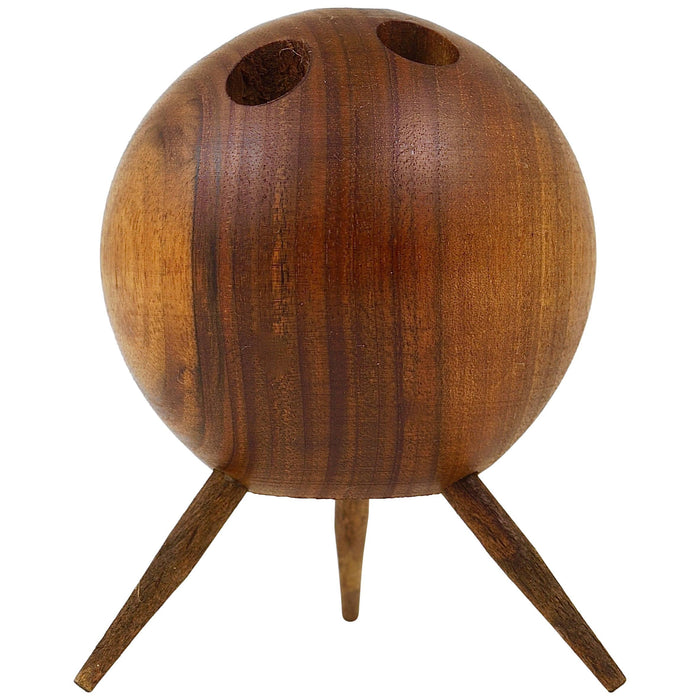 Carl Aubock Ball Tripod Candlestick Walnut Candle Holder, Austria, 1950s