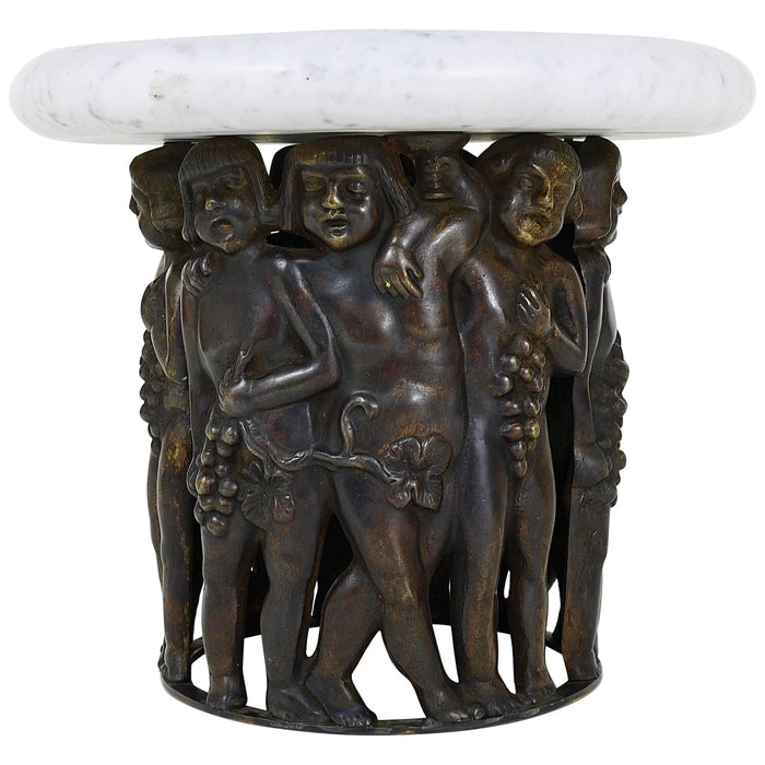 Gustav Gurschner (attr.) Art Nouveau Bacchus Putto Centerpiece Bronze Marble