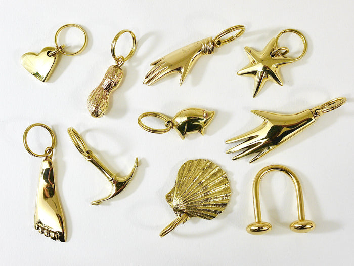 Carl Auböck Handcrafted Midcentury Brass Shell Figurine Key Ring Chain Holder