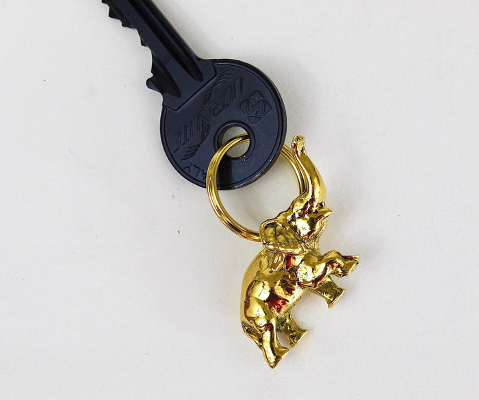 Carl Auböck Midcentury Elephant Handmade Brass Figurine Key Ring Chain Holder