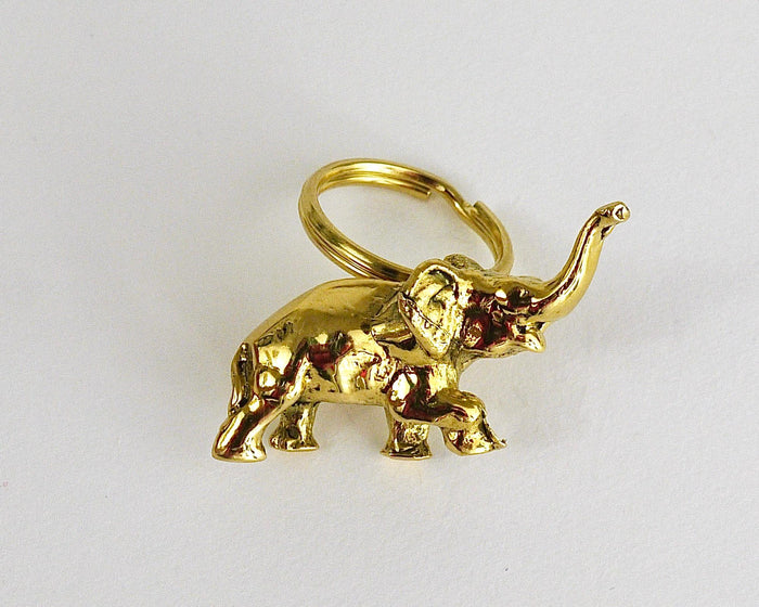 Carl Auböck Midcentury Elephant Handmade Brass Figurine Key Ring Chain Holder
