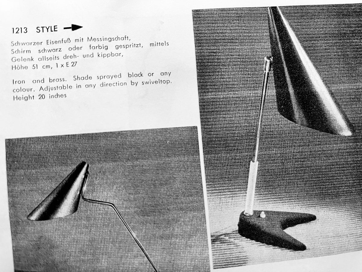 J.T. Kalmar レッド真鍮ミッドセンチュリー テーブルランプ、モデル Style、ウィーン、オーストリア、1950年代