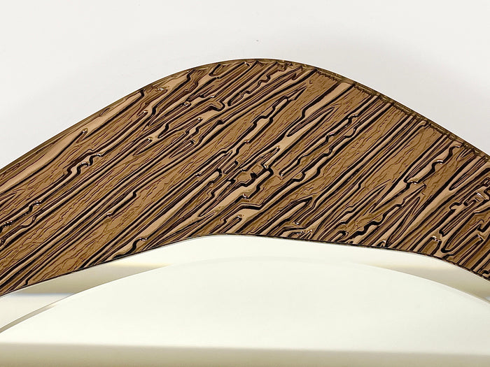 Cristal Arte Bronze Gold Scalloped Textured Midcentury Wall Mirror, Italy, 1960s