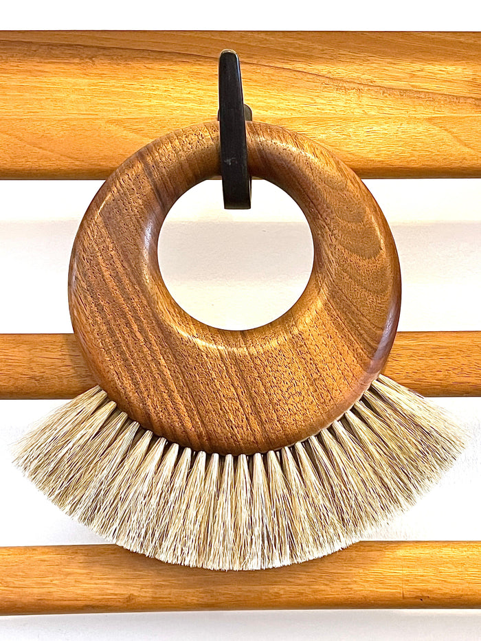 Large Carl Aubock Midcentury Walnut Ring Clothes Brush, Austria, 1950s