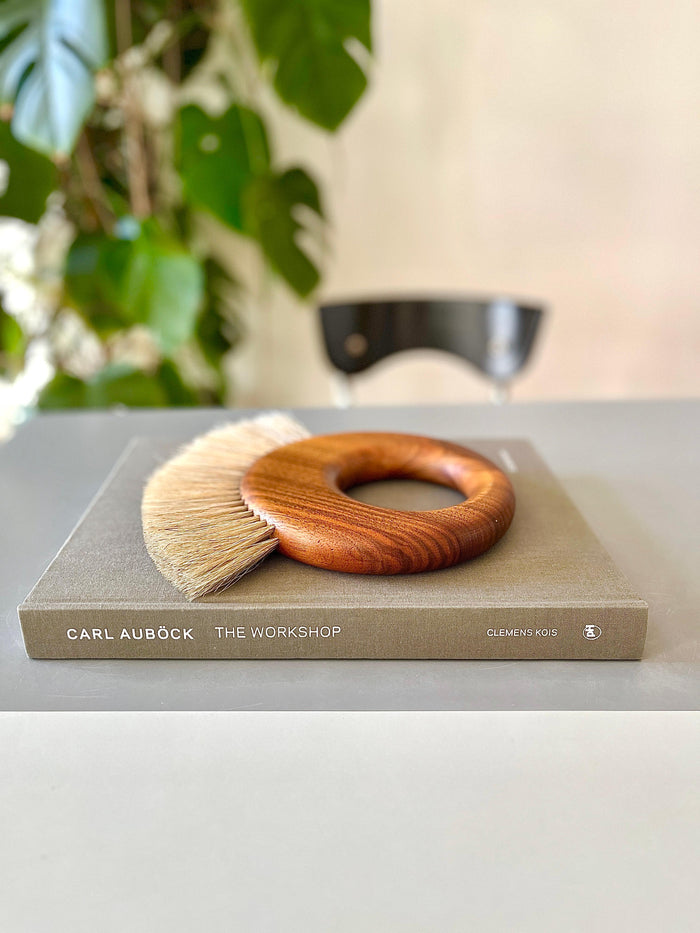 Large Carl Aubock Midcentury Walnut Ring Clothes Brush, Austria, 1950s
