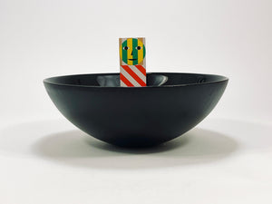 Riedel x Mesa Design Large Black Centerpiece Glass Bowl, Post-Modern Italy, 1980