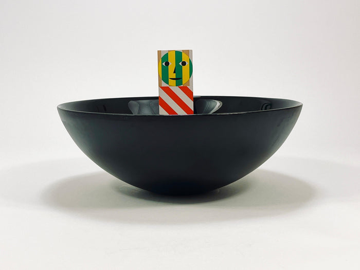 Riedel x Mesa Design Large Black Centerpiece Glass Bowl, Post-Modern Italy, 1980