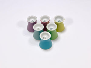 6 Midcentury Pastel Daisy Porcelain Egg Cups, Lilien, Austria, 1950s