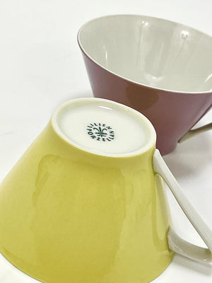 6 Midcentury Pastel Daisy Porcelain Coffee Cups, Lilien, Austria, 1950s