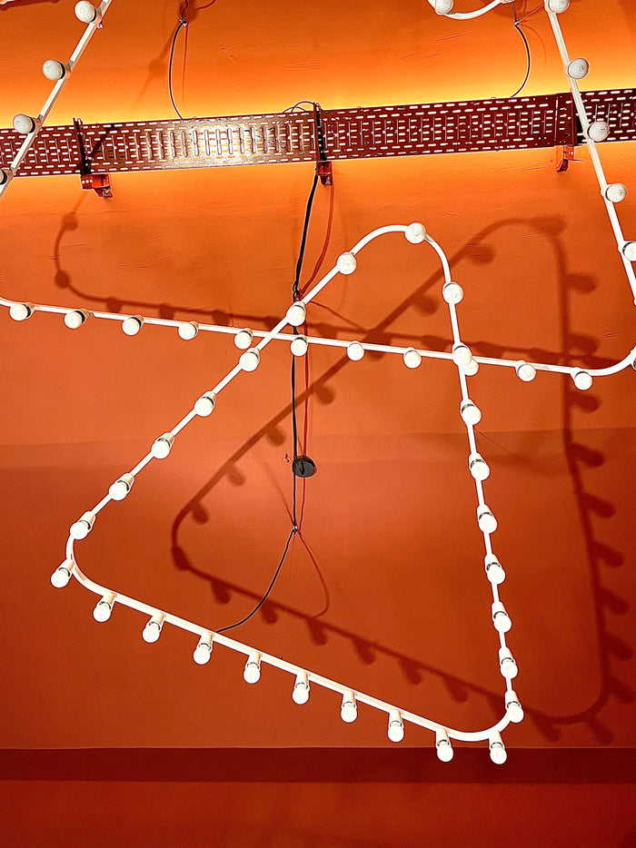 Impressive Large Triangle Light Sculpture Chandelier, Gino Sarfatti Style, 1950s